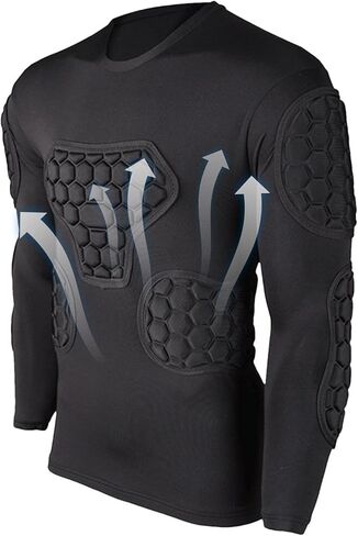 Padded Compression Shirt Football Long Sleeve Black Soccer Goalie Jersey Youth for Paintball Baseball Mens Shirts in Saudi Arabia