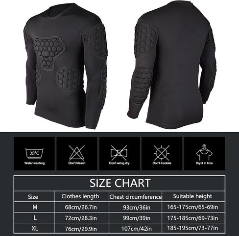 Padded Compression Shirt Football Long Sleeve Black Soccer Goalie Jersey Youth for Paintball Baseball Mens Shirts in Saudi Arabia