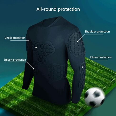 Padded Compression Shirt Football Long Sleeve Black Soccer Goalie Jersey Youth for Paintball Baseball Mens Shirts in Saudi Arabia