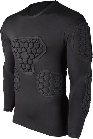 Padded Compression Shirt Football Long Sleeve Black Soccer Goalie Jersey Youth for Paintball Baseball Mens Shirts in Saudi Arabia