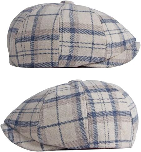 Unisex Checkered Newsboy Hats Purple Plaid Flat Cap Tweed 8 Panel Gatsby Cabbie Caps for Men Women Fall Winter in Saudi Arabia