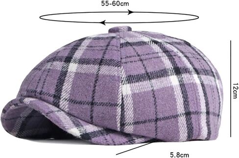 Unisex Checkered Newsboy Hats Purple Plaid Flat Cap Tweed 8 Panel Gatsby Cabbie Caps for Men Women Fall Winter in Saudi Arabia