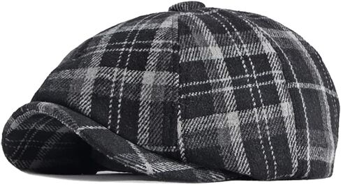 Unisex Checkered Newsboy Hats Purple Plaid Flat Cap Tweed 8 Panel Gatsby Cabbie Caps for Men Women Fall Winter in Saudi Arabia