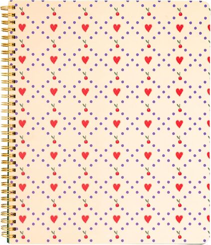 دفتر ملاحظات حلزوني كبير بتصميم زهور خشنة مقاس 27.94 سم × 22.86 سم مع جيوب و160 صفحة مسطرة جامعية، وزهور وفاكهة in Kuwait
