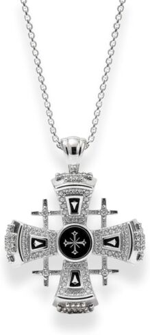 Nazareth Store Crusaders Jerusalem Cross Pendant Necklace Gold Plating 18k Enamel Crystallized Stones 1.3" in Saudi Arabia