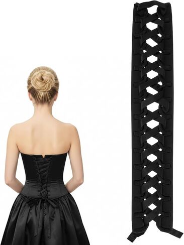 3Pcs Adjustable Satin Corset Back Kit, Lace Up Corsets Kit, Zipper To Corset Lace Up Conversion, Zipper Extender For Tight Dress Prom Dress(Black) in Saudi Arabia