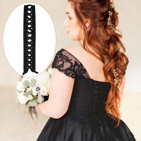 3Pcs Adjustable Satin Corset Back Kit, Lace Up Corsets Kit, Zipper To Corset Lace Up Conversion, Zipper Extender For Tight Dress Prom Dress(Black) in Saudi Arabia