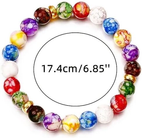 7 Chakra Reiki Bracelets for Women Rainbow Resin Beads Bracelet Natural Stone Yoga Beaded Chakras Bracelet Jewelry Gifts in Saudi Arabia