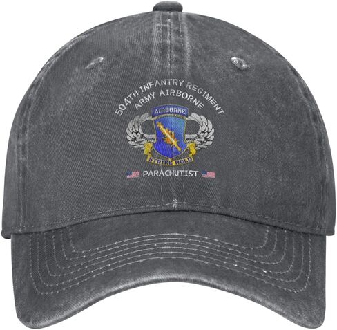 Us 504th Infantry Regiment Airborne Parachutist Badge Stylish Carbon-Colored Water-Resistant Denim Cowboy Hat Outdoor Adventures All Seasons7 in Saudi Arabia