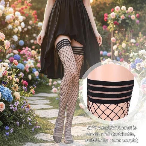 شبكة صيد السمك، جوارب الفخذ العليا، جوارب شبكية نسائية، جوارب سوداء فوق الركبة، جوارب شبكية مضادة للانزلاق، سوداء فوق الركبة، جوارب طويلة من السيليكون in Kuwait