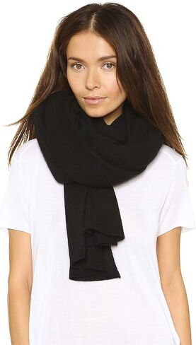 White & Warren Women's Cashmere Travel Wrap Scarf, Black, One Size in Saudi Arabia