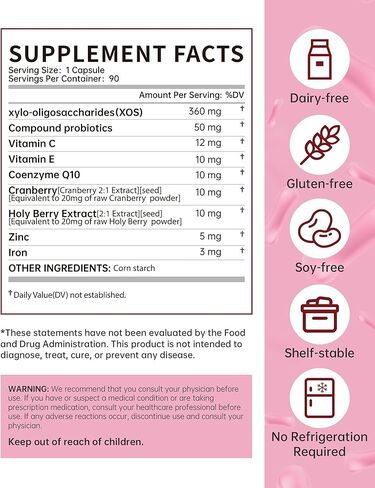 البروبيوتيك المهبلي للنساء لتوازن درجة الحموضة مع مزيج بروبيوتيك اكتوباكيللوس لتعزيز رائحة المهبل الصحية، والنباتات المهبلية - بروبيوتيك للصحة المهبلية للنساء 90 عددًا in Kuwait