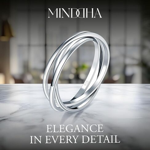 خاتم متشابك من الفضة الاسترليني MINDDHA للنساء - خاتم متدحرج عيار 925 - مجوهرات أنيقة قابلة للتكديس مصنوعة يدويًا - هدية مثالية للذكرى السنوية وأعياد الميلاد والمناسبات الخاصة - أشرطة 2 مم، مقاس 4-12 in Saudi Arabia
