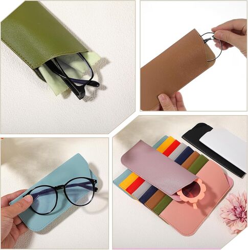 44 PCS Soft Sunglasses Cases Leather Sunglasses Pouch Slim Glasses Case Multicolor Portable Glasse Cases Travel Sunglass Case for Men Women Storing All Kinds of Glasses in Saudi Arabia