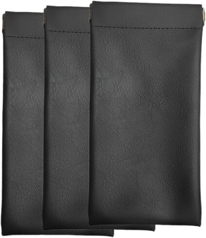 3 Pack Eyeglasses Cases, Soft PU Leather, Portable Sunglasses Pouch, Waterproof, Black in Saudi Arabia