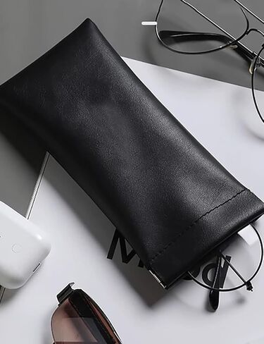 3 Pack Eyeglasses Cases, Soft PU Leather, Portable Sunglasses Pouch, Waterproof, Black in Saudi Arabia