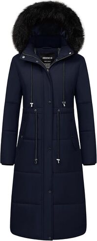 CREATMO US Women's Long Winter Coat Warm Waterproof Puffer Jacket Snow Quilted Bubble Parka with Hood in Saudi Arabia