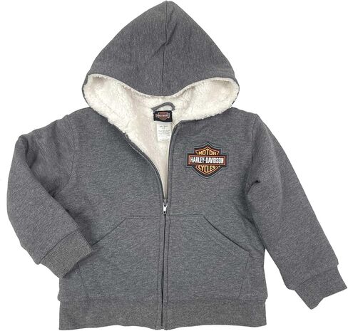 Harley-Davidson Big Boys' Bar & Shield Sherpa Lined Fleece Zip Hoodie, Gray in Saudi Arabia