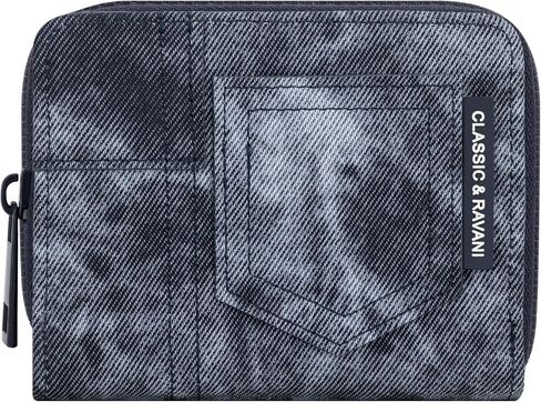 Denim Wallet for Women, Small RFID Blocking Card Holder Bifold Wallets with Zipper Pocket for Women and Girls (Denim Brown) in Kuwait