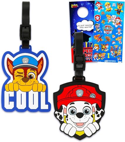 Paw Patrol Luggage Tag Gift Set - Bundle with 2 Collectible Chase and Marshall Suitcase Tags Fashion Accessories Plus Stickers | Paw Patrol Travel Acccessories for Teens, Adults in Saudi Arabia