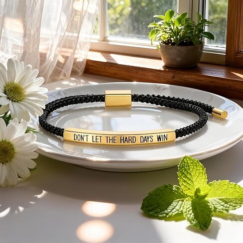 Dont Let The Hard Days Win Bracelet，Motivational Handmade Braided Adjustable Wrap Bracelets Inspirational Gifts for Women Men Best Friend Birthday Christmas Gifts in Saudi Arabia