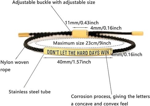 Dont Let The Hard Days Win Bracelet，Motivational Handmade Braided Adjustable Wrap Bracelets Inspirational Gifts for Women Men Best Friend Birthday Christmas Gifts in Saudi Arabia