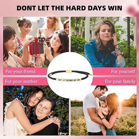 Dont Let The Hard Days Win Bracelet，Motivational Handmade Braided Adjustable Wrap Bracelets Inspirational Gifts for Women Men Best Friend Birthday Christmas Gifts in Saudi Arabia