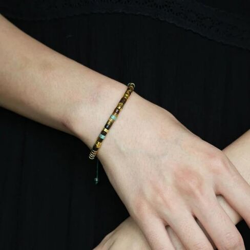 LIU JUN Fck Trump Morse Code Bracelet For Women, Adjustable Natural Tiger Eye African Turquoise Anti Trump Bead Wrap Bracelets With Hidden Message Stackable Funny Gift Jewelry in Saudi Arabia