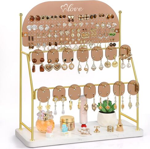 Keebofly Earring Organizer Stand for Girls, Kids, Teens, Acrylic Earring Holder Display with 300 Holes 14 Hook – Jewelry Organizer Vanity Desk Stores Studs/Hoops/Dangles/Necklaces/Bracelets Pink in Saudi Arabia