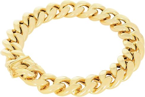 Nuragold 10k Real Yellow Gold Miami Cuban Lightweight Link 11mm Chain Bracelet (7"-9") Italian Jewelry for Men in Saudi Arabia