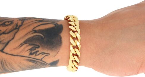 Nuragold 10k Real Yellow Gold Miami Cuban Lightweight Link 11mm Chain Bracelet (7"-9") Italian Jewelry for Men in Saudi Arabia