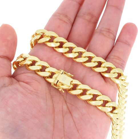 Nuragold 10k Real Yellow Gold Miami Cuban Lightweight Link 11mm Chain Bracelet (7"-9") Italian Jewelry for Men in Saudi Arabia