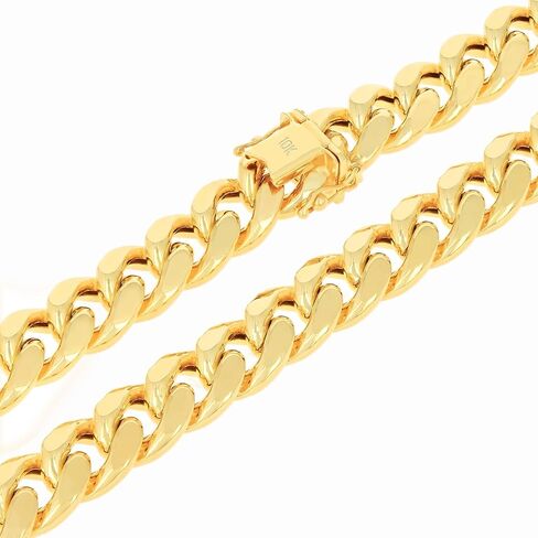 Nuragold 10k Real Yellow Gold Miami Cuban Lightweight Link 11mm Chain Bracelet (7"-9") Italian Jewelry for Men in Saudi Arabia