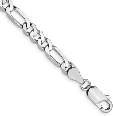 14K White Gold 5mm Flat Figaro Chain Bracelet 7" to 8" in Saudi Arabia