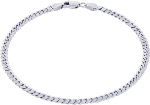 Nuragold 14K Real White Gold Solid Miami Cuban Link 3.5mm Chain Bracelet (7"-9") Italian Jewelry for Men & Women in Saudi Arabia