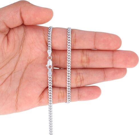Nuragold 14K Real White Gold Solid Miami Cuban Link 3.5mm Chain Bracelet (7"-9") Italian Jewelry for Men & Women in Saudi Arabia