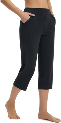 baleaf Womens Capri Pants High Waisted Straight Leg Capris Leggings with Pockets Crop Workout 21" Yoga Summer Pants in Saudi Arabia