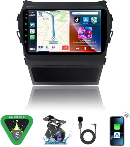 Radio Asure Car Stereo مع Carpaly Android Auto لـ Hyundai Santa Fe 2012-2018،9 بوصة 4Core 2+64GB 1280x800 HD Touchscreen Android 14 Car in Dash GPS Mavigation in Saudi Arabia