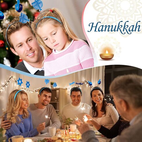 MTLEE 8-Piece Hanukkah Headband Boppers - Chanukah Headbands Accessories with Dreidel, Star of David Designs for Hanukkah Party Decor in Saudi Arabia