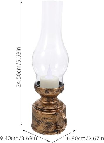 PRETYZOOM قطعتان من مصباح الكيروسين LED العتيق فوانيس شمعة قديمة لديكور المنزل مصباح اللهب الإلكتروني لتزيين سطح الطاولة وإضاءة الطوارئ لغرف المعيشة والحفلات in Kuwait