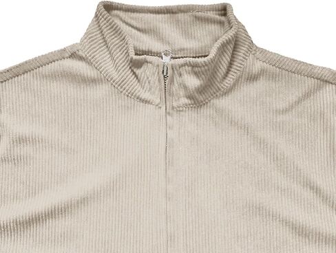 2026 Spring Summer Corduroy Henley Shirts for Men Short Sleeve Quarter Zip Pullover Ribbed Stand Collar T-Shirts in Saudi Arabia