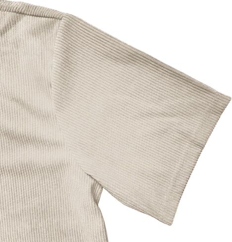 2026 Spring Summer Corduroy Henley Shirts for Men Short Sleeve Quarter Zip Pullover Ribbed Stand Collar T-Shirts in Saudi Arabia