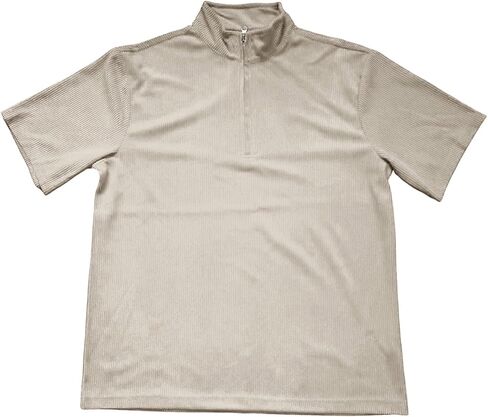 2026 Spring Summer Corduroy Henley Shirts for Men Short Sleeve Quarter Zip Pullover Ribbed Stand Collar T-Shirts in Saudi Arabia