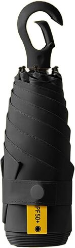 Mini Compact Folding Travel Umbrella with Carabiner Ring Handle,Fiberglass Ribs,UV Protection,UPF 50+ UV Sun Rain Protection,Lightweight Small,Handbag,Teflon Coating,Women Kids in Saudi Arabia