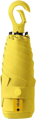 Mini Compact Folding Travel Umbrella with Carabiner Ring Handle,Fiberglass Ribs,UV Protection,UPF 50+ UV Sun Rain Protection,Lightweight Small,Handbag,Teflon Coating,Women Kids in Saudi Arabia