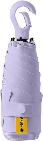 Mini Compact Folding Travel Umbrella with Carabiner Ring Handle,Fiberglass Ribs,UV Protection,UPF 50+ UV Sun Rain Protection,Lightweight Small,Handbag,Teflon Coating,Women Kids in Saudi Arabia