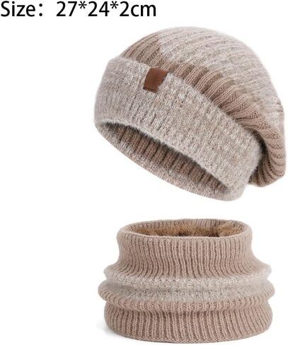 Women's Winter Warm Knitted Crochet Hat – Thickening Female Earmuffs Hat with Velvet Collar, Two-Piece Cap for Cold Weather in Saudi Arabia