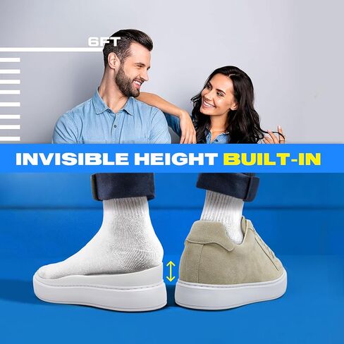Men's Invisible Height Increasing Elevator Shoes Suede Leather with 2.36 Inches Taller Increasing Elevator Insole Shoes for Men in Saudi Arabia
