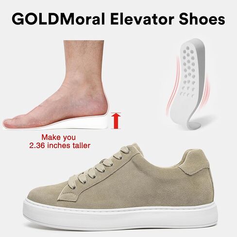 Men's Invisible Height Increasing Elevator Shoes Suede Leather with 2.36 Inches Taller Increasing Elevator Insole Shoes for Men in Saudi Arabia