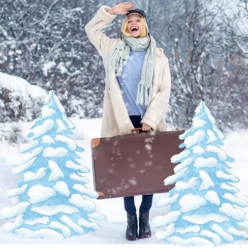 4 Feet Winter Snowy Tree Cardboard Cutout Stand up Winter Wonderland Decorations Large Christmas Tree Photo Props Frozen Party Back Drops for Winter Xmas Party Home Outdoor Decor in Saudi Arabia
